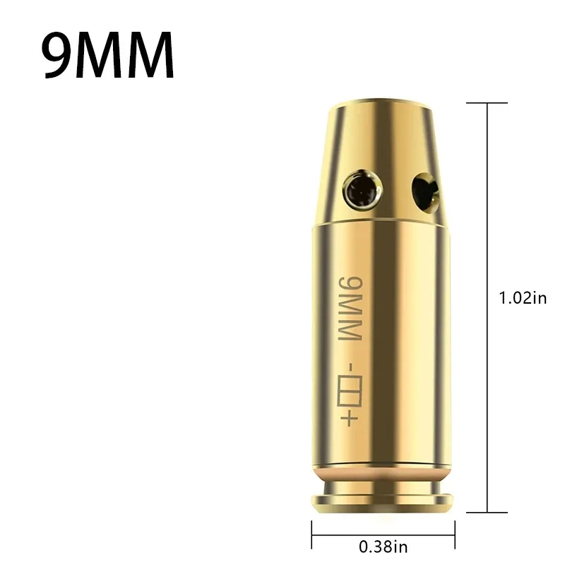 Tactical 9mm Red Dot Laser Boresighter Brass Bullet Rifle Scope Glock Sight Accurate Calibration Air Gun Shoot Accessory