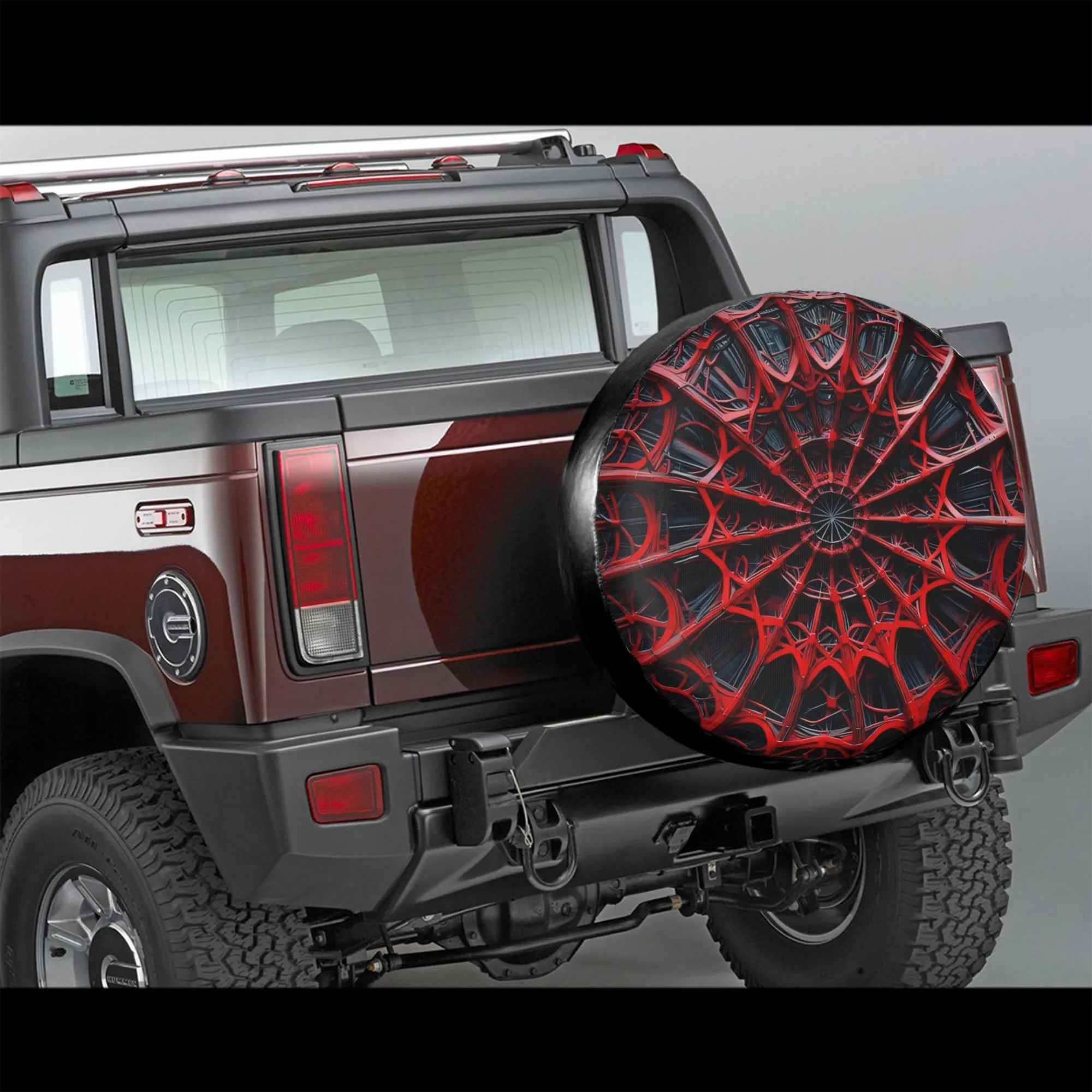 

Abstract Red Spider Web Tire Cover Durable Spare Wheel Protector For Hummer SUV