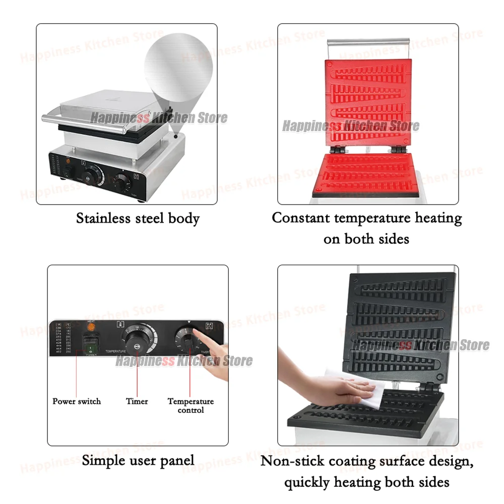 Commercial Waffle Baker Pine Tree Shape Waffle Maker Electric Lolly Waffle Machine Non-stick Cooking Pan