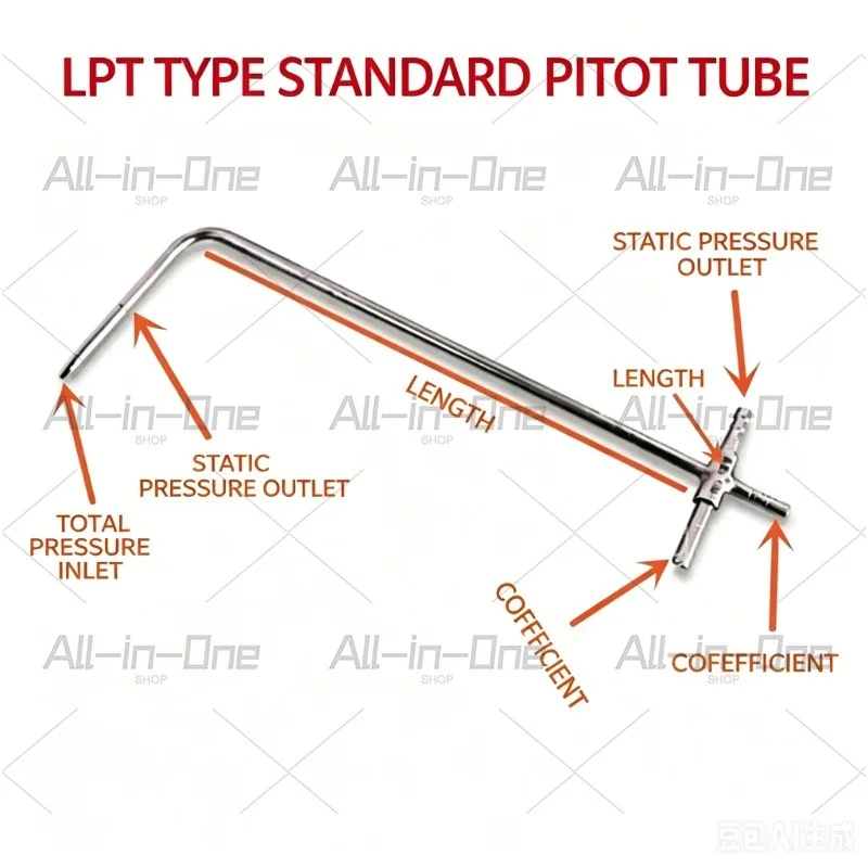 Ø6mm & Ø8mm Optional L-Type & S-Type Pitot Static Tube With Mounting Ferrule For Air Duct Installation