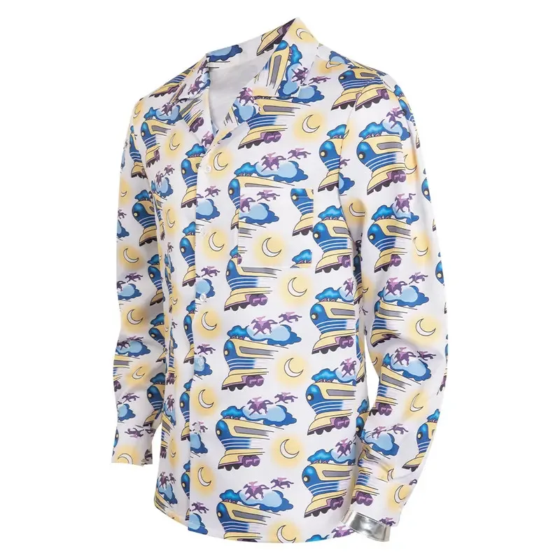 

qq981985 Movie Back Future Doctor Doc Brown Cosplay Shirt Glasses Costume Disguise Adult Men Roleplay Fantasia Halloween Outfit