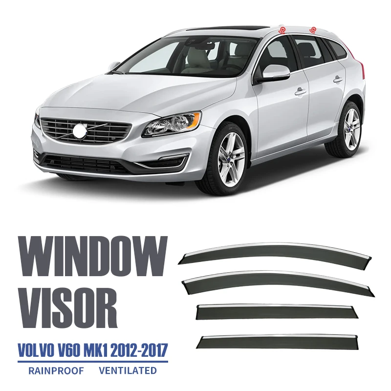 

Window Visor For Volvo V60 2012 2013 2014 2015 2016 2017-2023Auto Door Visor Weathershields Window Protectors