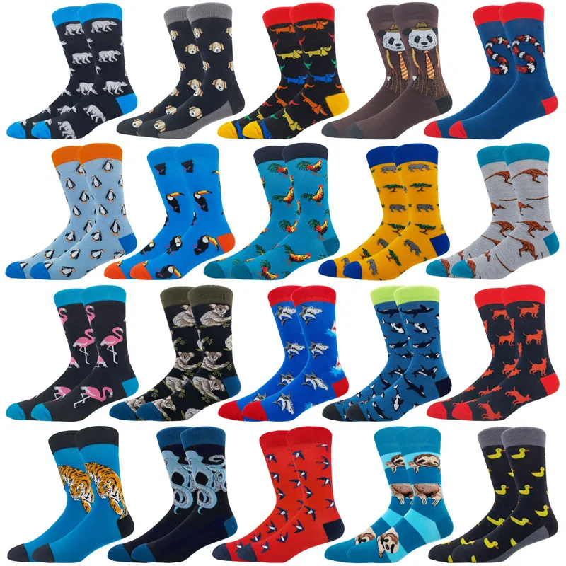 

Men's Fashion Fall Winter Skateboard Socks Happy Creative Penguin dolphin shark koala Socks Novelty Crew Funny Man Socks