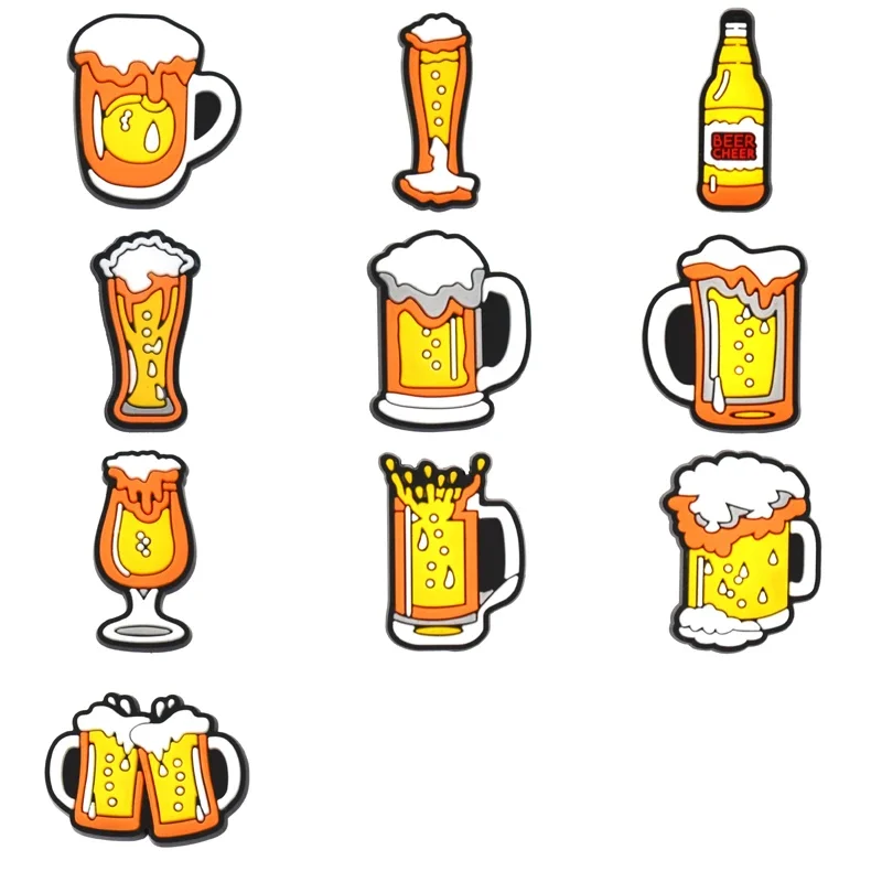 Beer Mug Shoe Charms for Crocs Sandals Women Clogs Pins Shoe Decorations Accessory Men Badges Boys Girls Kids Shoes Accessories