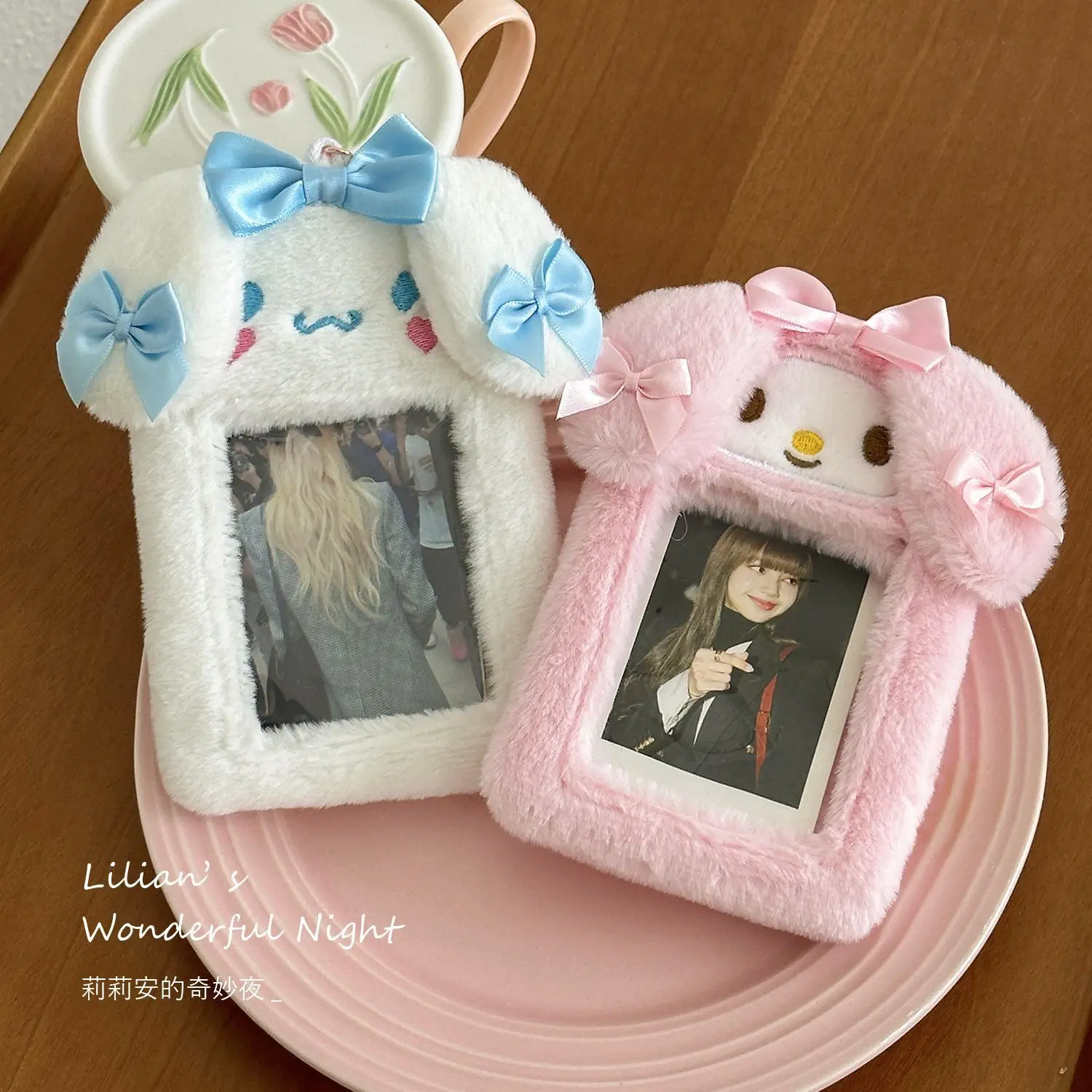 

Cute Cartoon Melody Plush Card Case Keychain Cinnamoroll Meal Card Holder Kawaii Photo Card Display Sleeves Bag Pendant Gifts