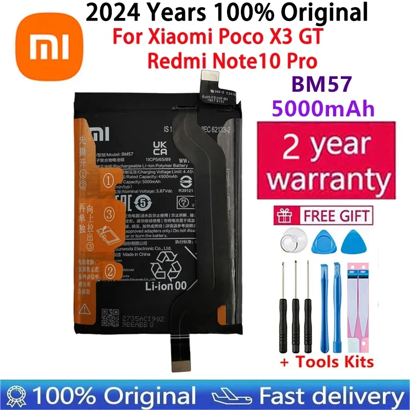 

100% оригинальный высококачественный аккумулятор Xiao mi BM57 5000 мАч для Xiaomi Mi Redmi Note10 Pro мобильный телефон аккумулятор + Бесплатные инструменты