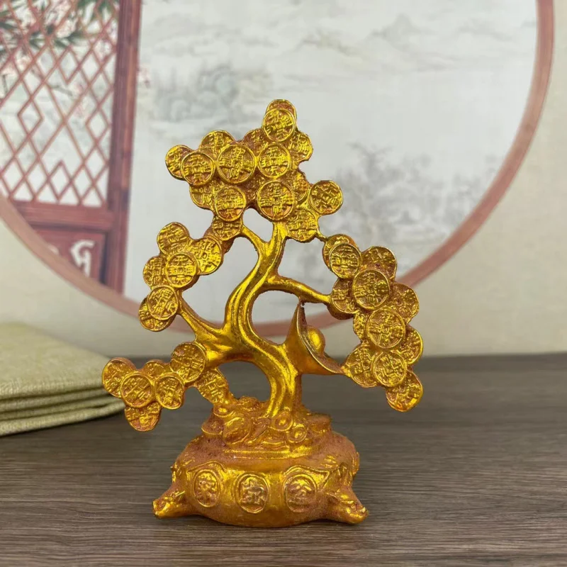 

Antique Miscellaneous Collectibles: Qing Dynasty Qianlong Era Gilt Money Tree and Treasure Basin Home Decorations with Free Ship