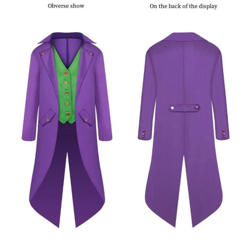 2025 New Red/Purple Medieval Retro Tuxedo for Men,Halloween Medium Length Multi Color Male Role Playing Performance Dress Jacket