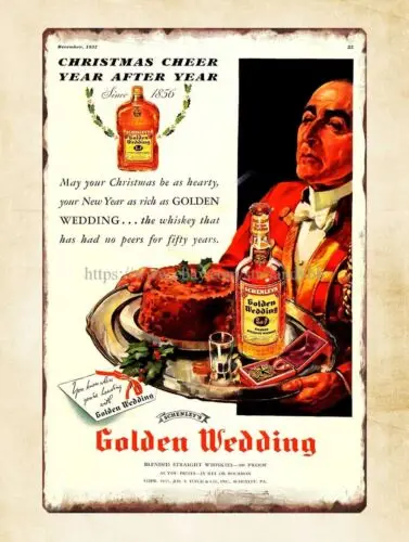wall art 1938 Ad Golden Wedding Rail Splitter Recipe Military metal tin sign sign