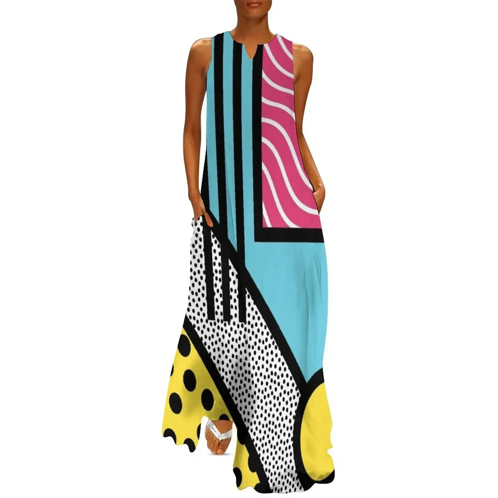 

Abstract 80s memphis pop art style graphics Long Dress dress long dress women summer clothes for women beach