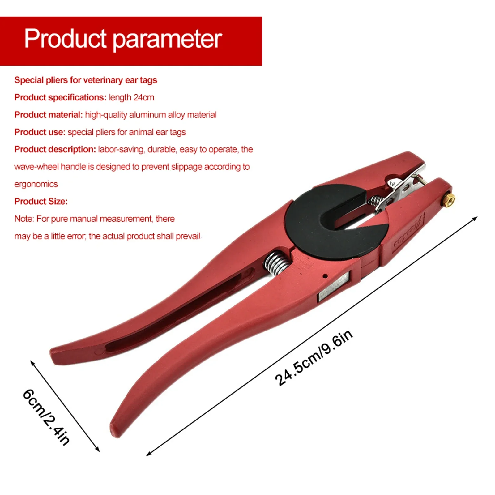 Red Alloy Ear Tag Plier for Livestock Ergonomic Animal Ear Tag Applicator Tool for Pigs Cattle Sheep