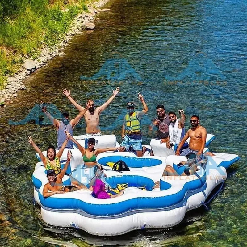 Inflatable Water Floating Island Lounge for Outdoor Pool Use Inflatable Floating Sofa Toys for Adults and Kids