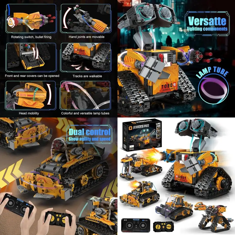 Kit de robot STEM 5 en 1: bloques de construcción DIY con control remoto y por aplicación para mayores de 6 a 14 años