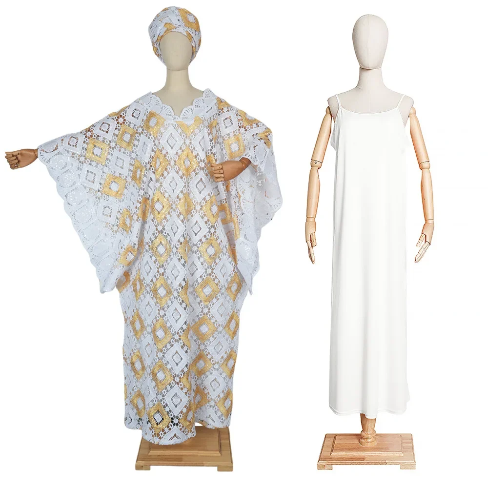 African Dresses for Women Traditional Dashiki Lace Boubou Plus Size Wedding Party Gown Muslim Kaftan Maxi Dress African Clothing