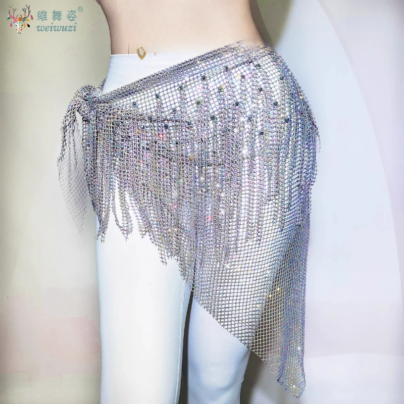 Buikdans Prestaties Riem voor Vrouwen Mesh Driehoek Sjaal Kwastje Billen Taille Keten Volwassen Kinderen Buikdansen Hippe Sjaals