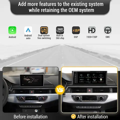 10.25 인치 안드로이드 14 LHD RHD 아우디 A4 A5 Q5 B9 2016-2023 자동차 라디오 무선 BT Carplay Qualcomm Snapdragon 680 터치 스크린