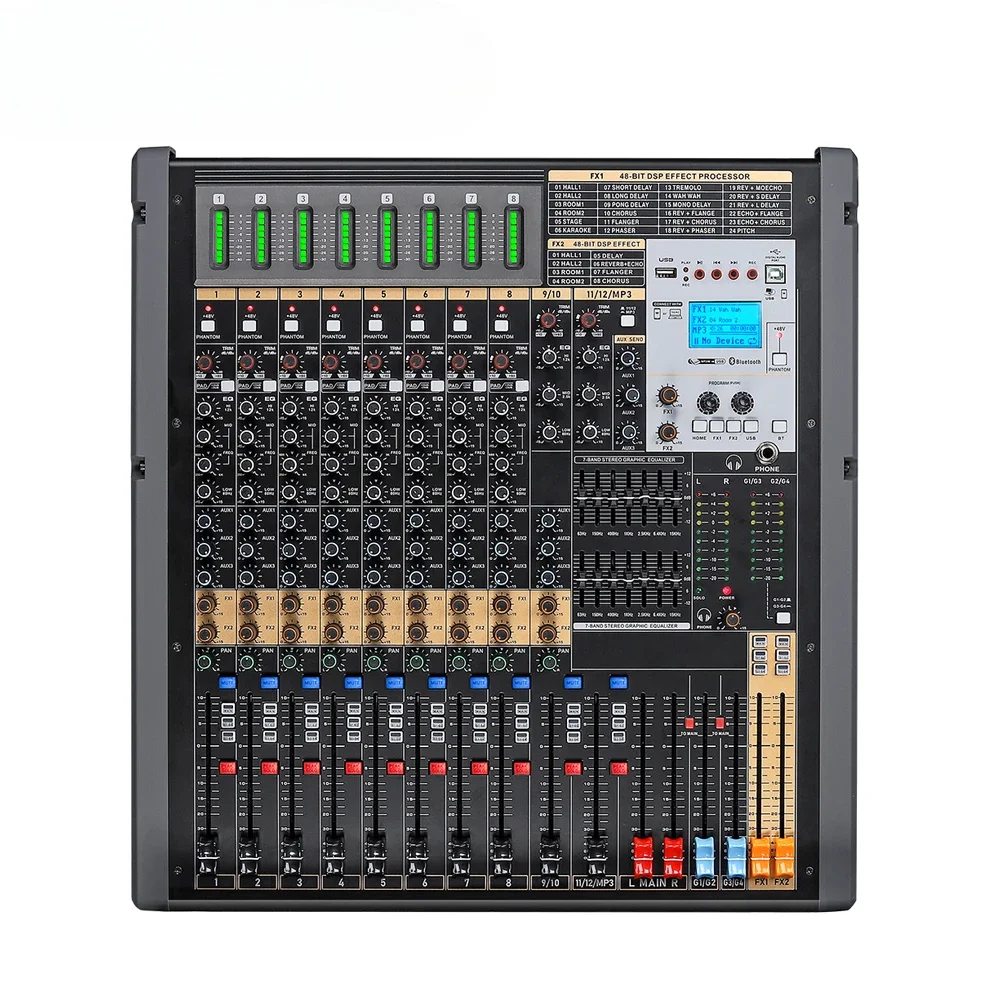 

TFB-12 New Model 12 Channels Main Out-put Audio Mixer Effect Sound Mixer Dj Console Usb Interface Controller