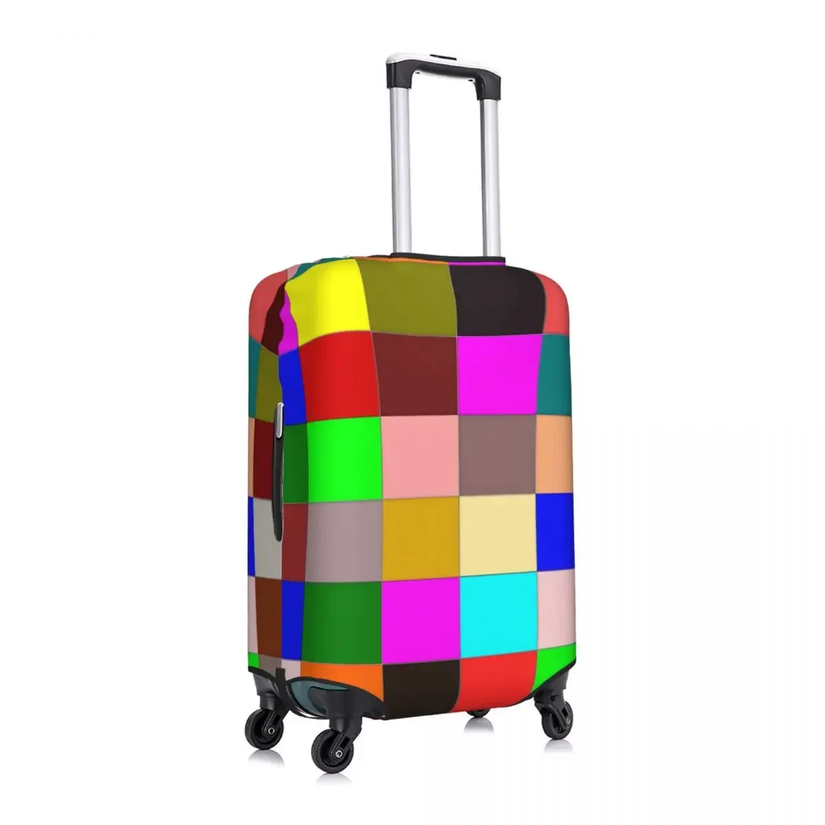 Rainbow Color Block Suitcase Cover Checkerboard Cruise Trip Protection Flight Strectch Luggage Accesories