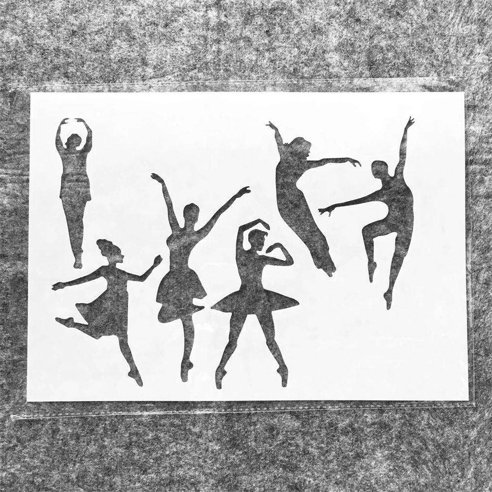 

A4 29cm Dancing Barret Girls DIY Layering Stencils Wall Painting Scrapbook Coloring Embossing Album Decorative Template