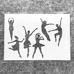 A4 29cm Dancing Barret Girls DIY Layering Stencils Wall Painting Scrapbook Coloring Embossing Album Decorative Template