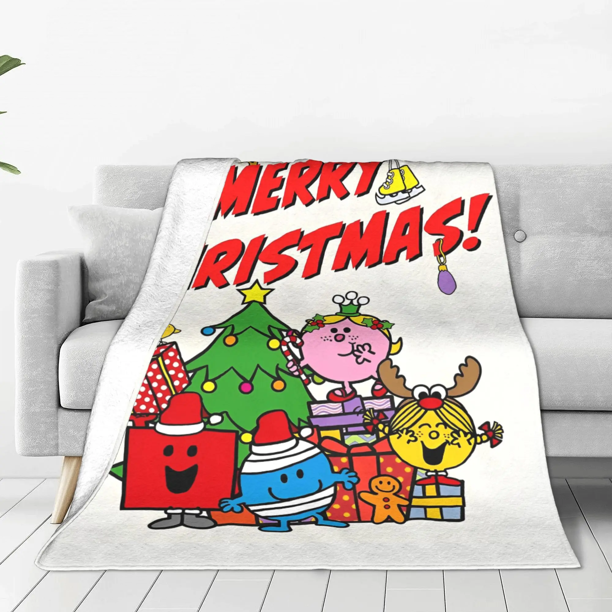 Mr M-Men Cartoon Little M-Miss Fleece Blanket Merry Christmas Awesome Throw Blanket for Bedspread 125*100cm Rug Piece Warm