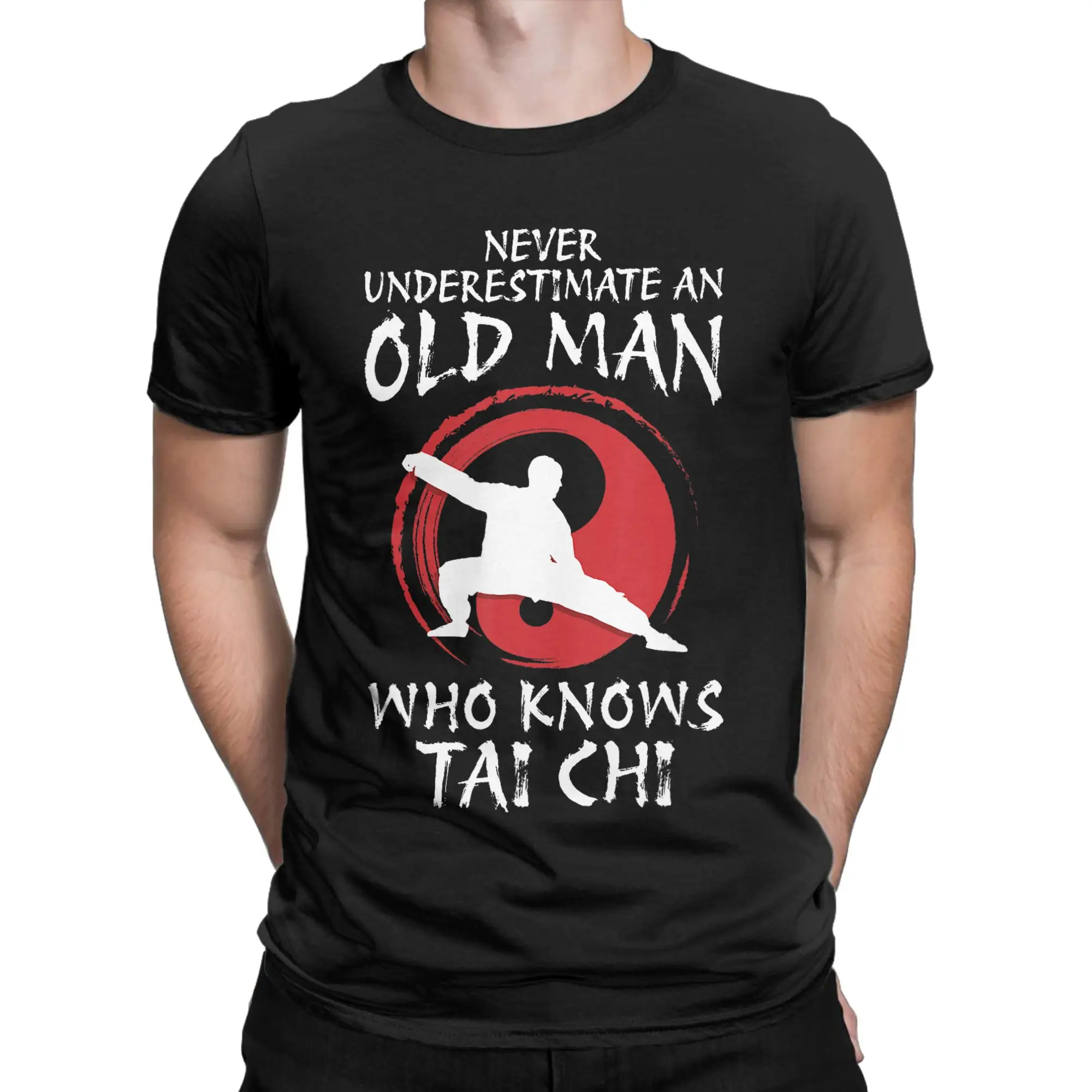 Casual Tai Chi Meditation Martial Arts Zen Balance T-Shirts for Men Round Neck Cotton T Shirt  Short Sleeve Tees Gift Clothes