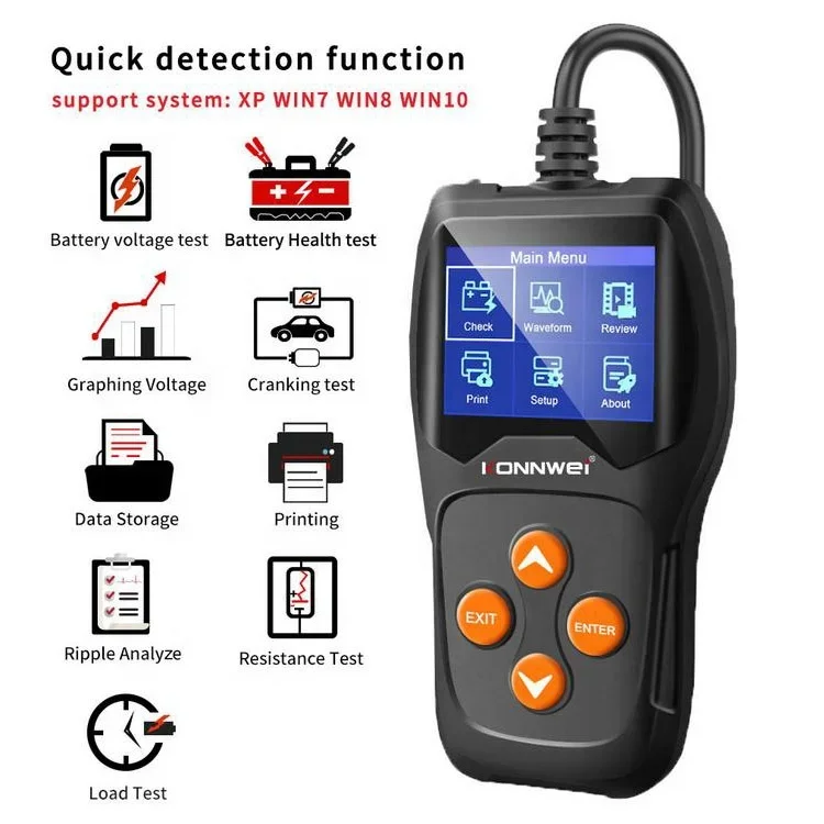 Battery Tester Diagnostic Tools, motocicleta, carro, veículo elétrico, KW600