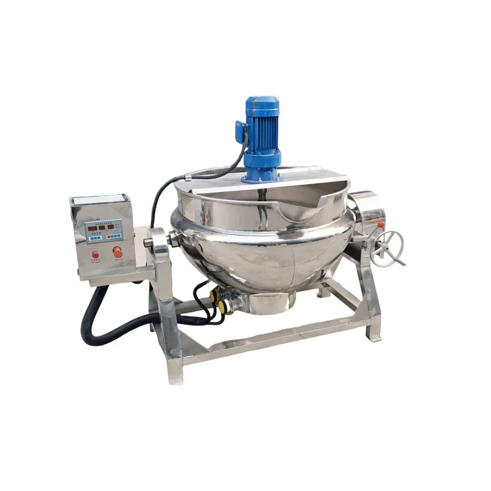 

Sugar Boiling Pot Mixer Peanut Snack Electric Heating Boiling Tank Commercial Cooking Jacket Kettle Agitator Tomato Fruit Jam