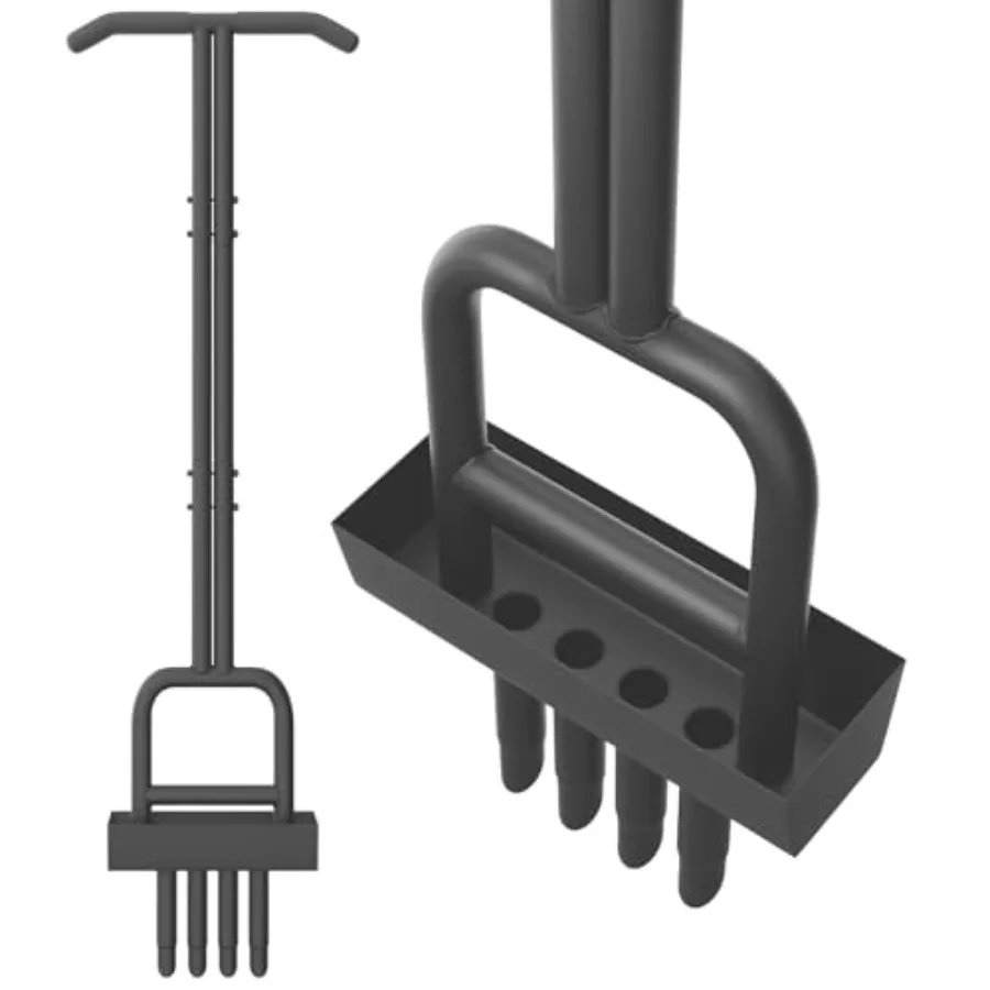 Ferramenta manual para gramado, aerador de núcleo de 39 polegadas com 4 linhas para manutenção de grama e quintal, aerador de plugue manual resistente com núcleo embutido
