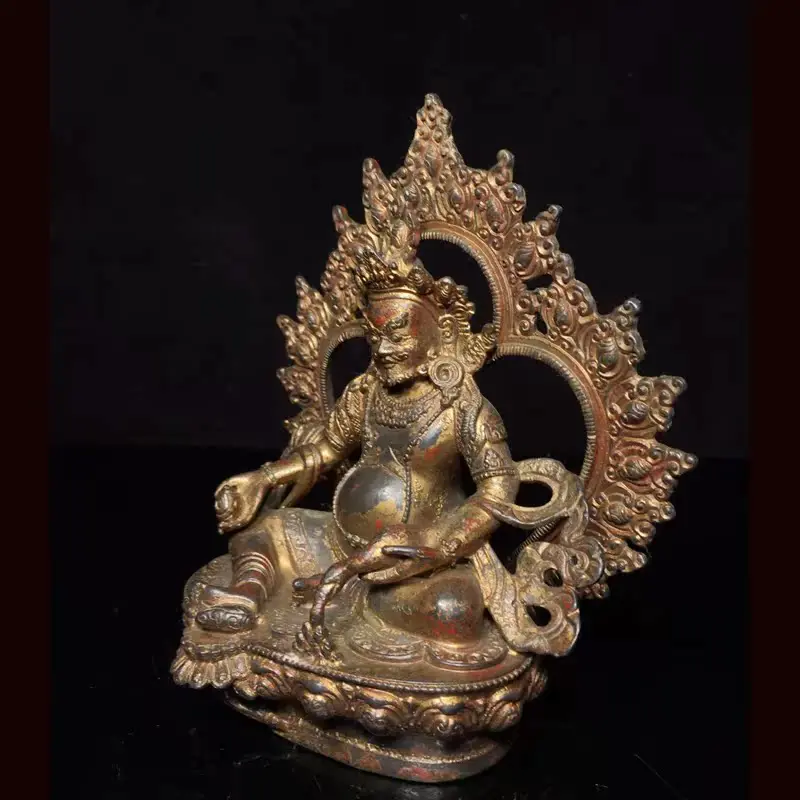 Antique Collection Pure Copper Collection in the Countryside Tantra Tibetan Collection Buddha Yellow God of Wealth Bronze Statue