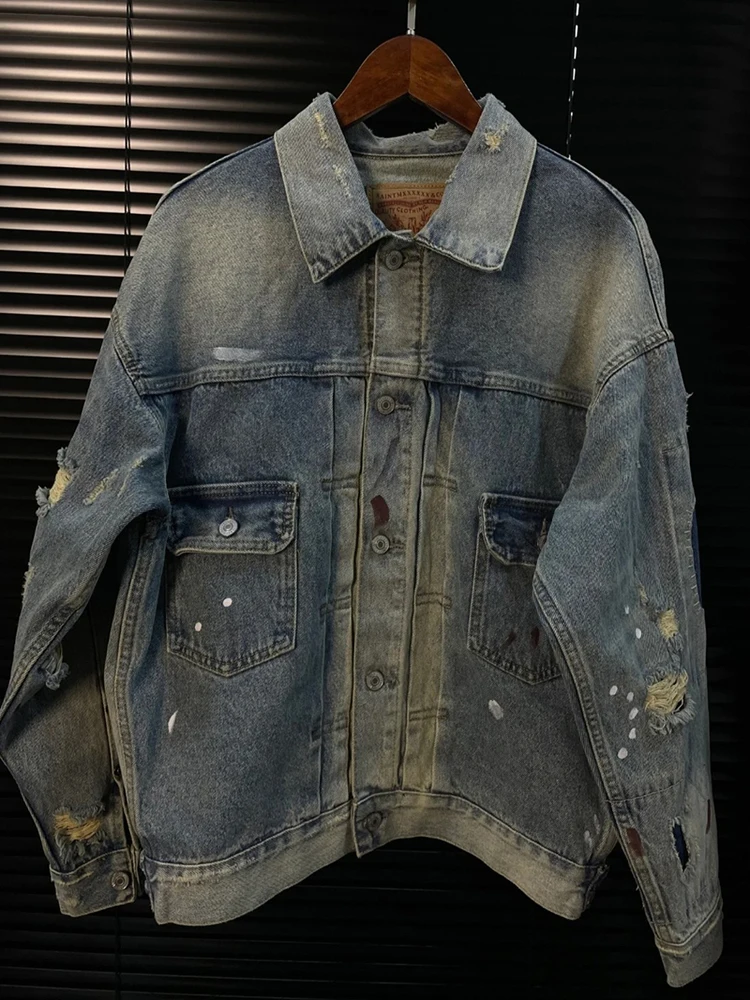 

Джинсовая куртка Berberjin Fit Waed Distred Denim Jaet с удлиненными рукавами, молодежная, модная, повседневная верхняя одежда для весны, осени и зимы