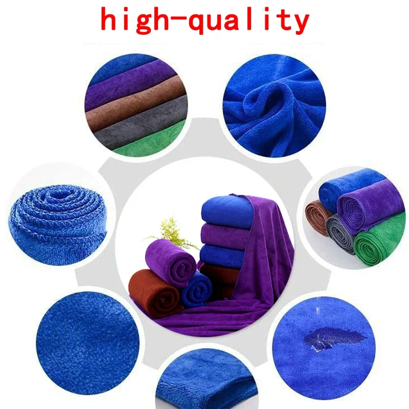 1/3/5 Buah Handuk Pengering Lembut Serat Mikro Biru Kelim Pemoles Kecantikan Mobil Handuk Cuci Kain Debu Rumah Tangga 30*30/40/60Cm