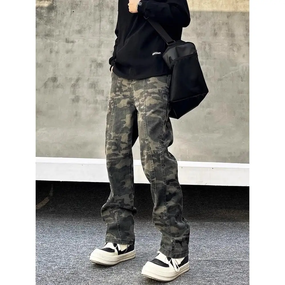 

Джинсы Cleanfit Camouflage Bell Bot, мужские, в американском стиле, карго, прямые, облегающие, молодежные, модные