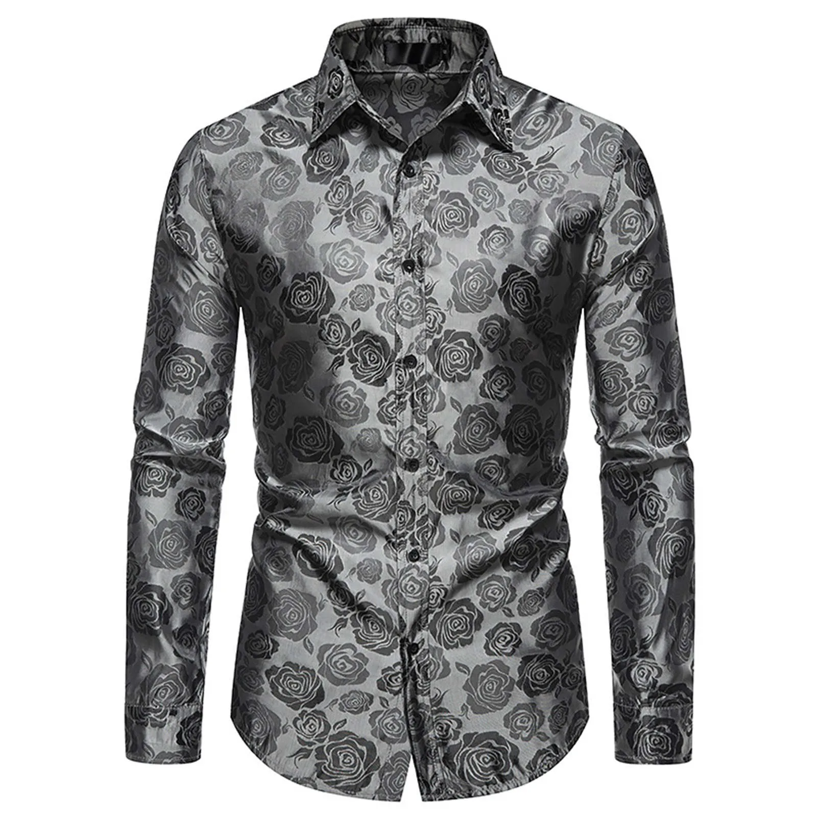 Chemise décontractée à manches longues pour hommes, chemisier imprimé rose, col en Y, coupe couvertes, mode printemps et automne