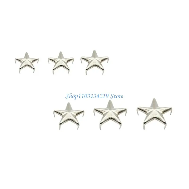 N5KC 100x/Pack Metal Star Rivets Decorative Rivets Five-Pointed Star Rivets Leathercraft Spikes Nailheads Rivet Studs