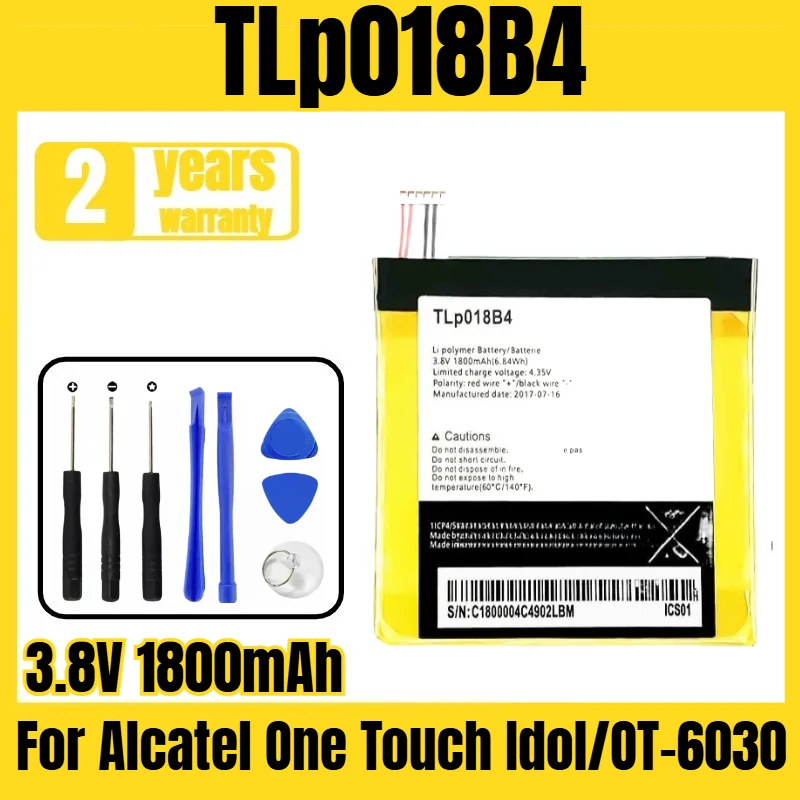 

TLp018B4 mobile phone battery, for Alcatel One Touch Idol/OT-6030 battery, new large capacity, free tool 3.8V 1800mAh