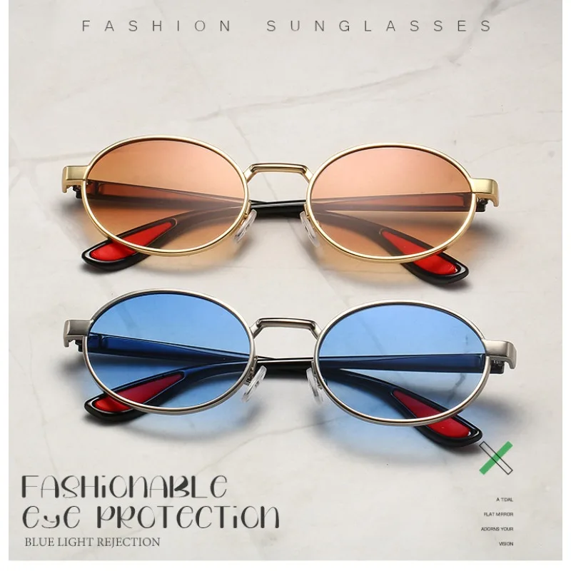 

Vintage Round Sunglasses Men Punk Fashion Shades Women Trendy Luxury Casual Anti-UV Driving Fishing Eyewear Traveling Sunshades