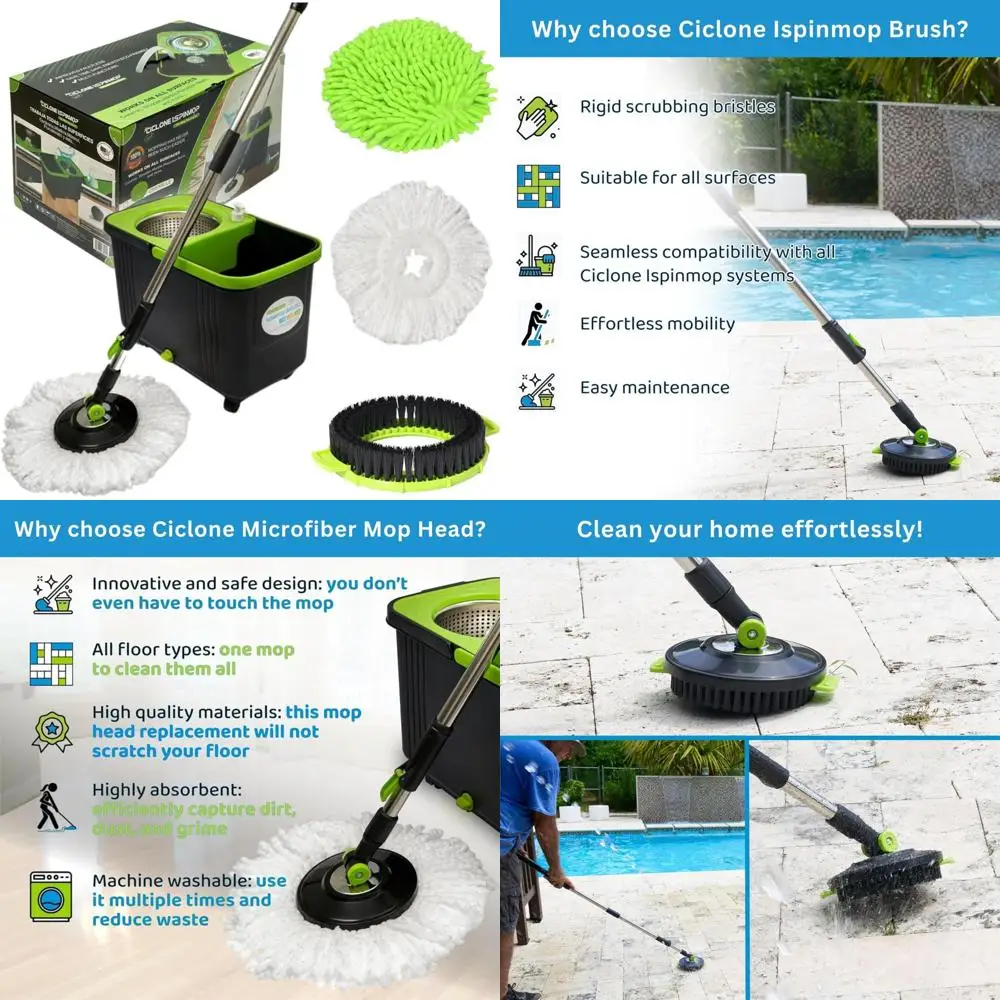 

360-Degree Rotating Mop with Bucket, Floor Brush and Chenille Car Wash Mop for Home and Office Cleaning