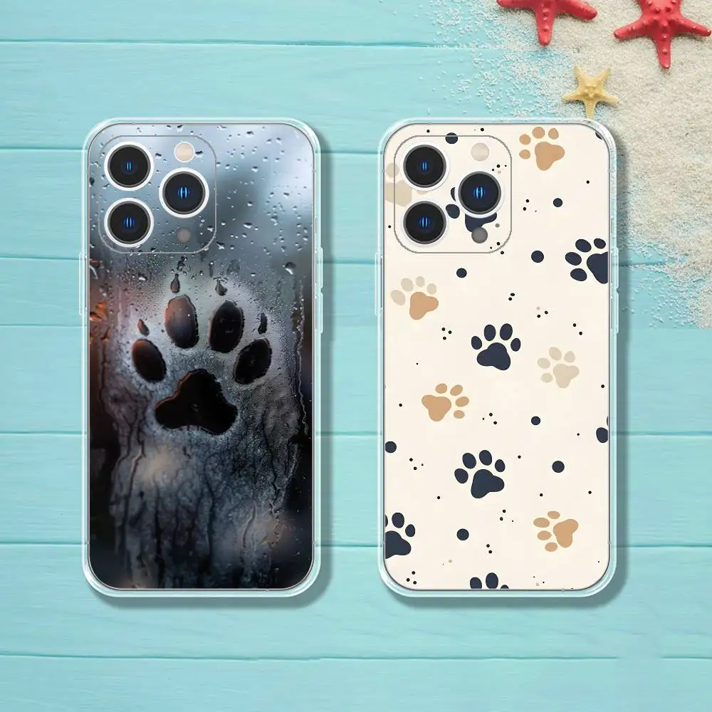 

Pet paw prints Phone Case iPhone 16 17 15 14 13 12 11 Pro Max Plus Mini Clear Full Back Cover Silicone Soft Shell
