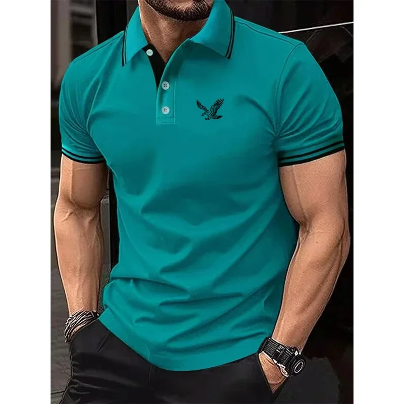 Men's Polo shirt, golf shirt, business Polo collar, classic short-sleeved, basic solid color, patchwork buttons, spring and summ