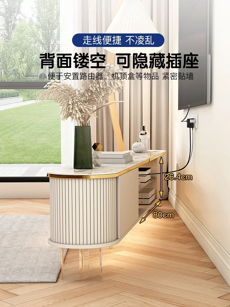 

Coffee Table Combination Small Apartment Gray Modern Simple TV Stand Ultra-Thin Narrow 30cm