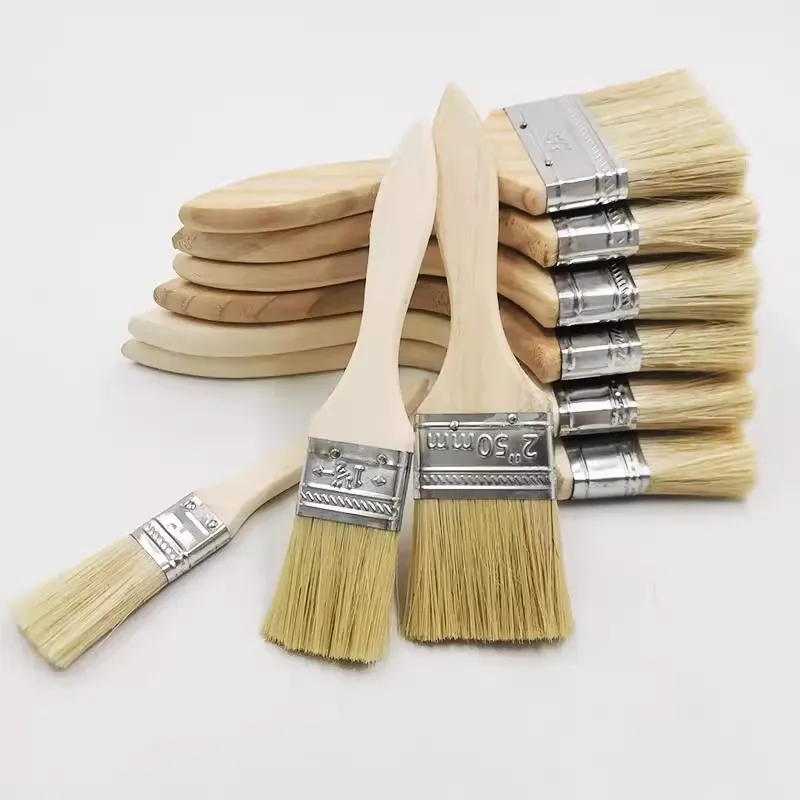 

5 шт., кисть для рисования с деревянной ручкой, кисть для барбекю, 1/2/3 дюйма, мягкие кисти для рисования волос, набор инструментов для рисования стен и мебели