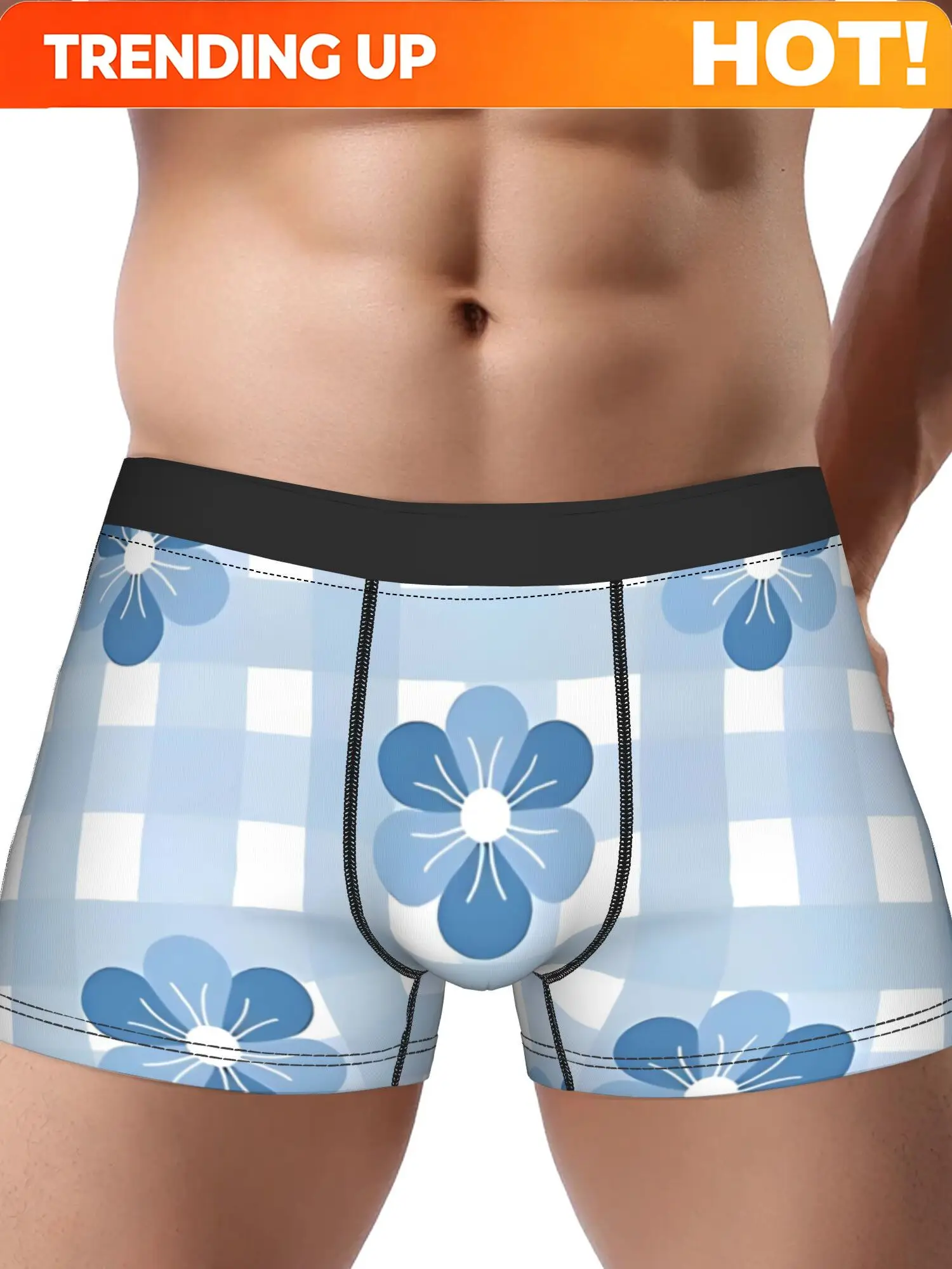 Calzoncillos bóxer con diseño floral a cuadros para hombre
