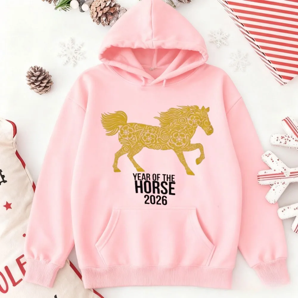 

Толстовка Year of the Horse 2026, подарок на лунный Новый год, креативный стиль, одежда, новинка, толстовка с капюшоном с принтом, одежда