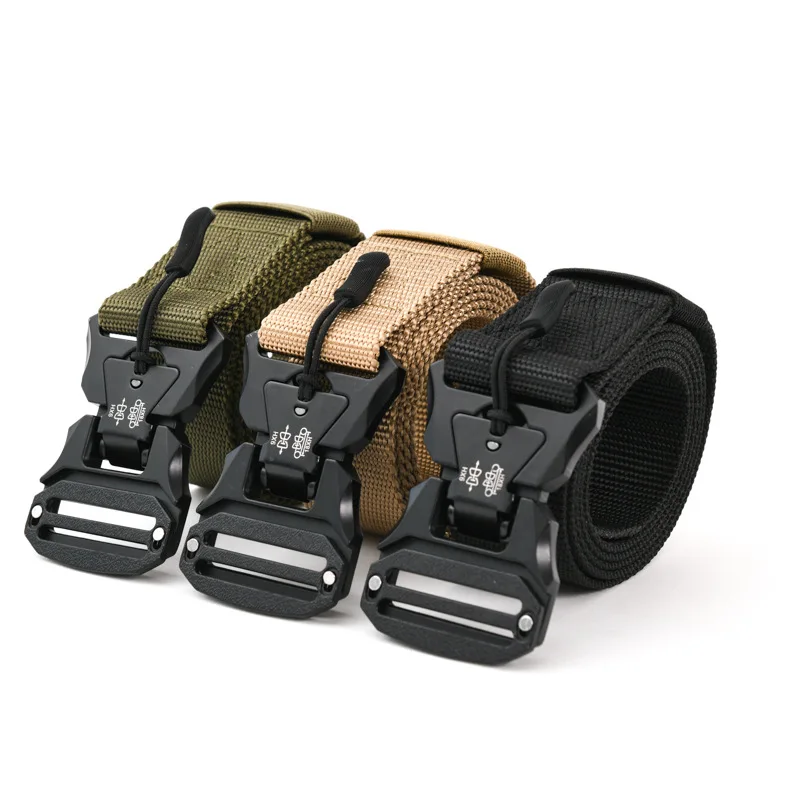 

Magnetic Metal Buckle Tactical Belt for Men Quick- Release Nylon Belts Military Hiking Rigger 1.5" Nylon Web Work Belt