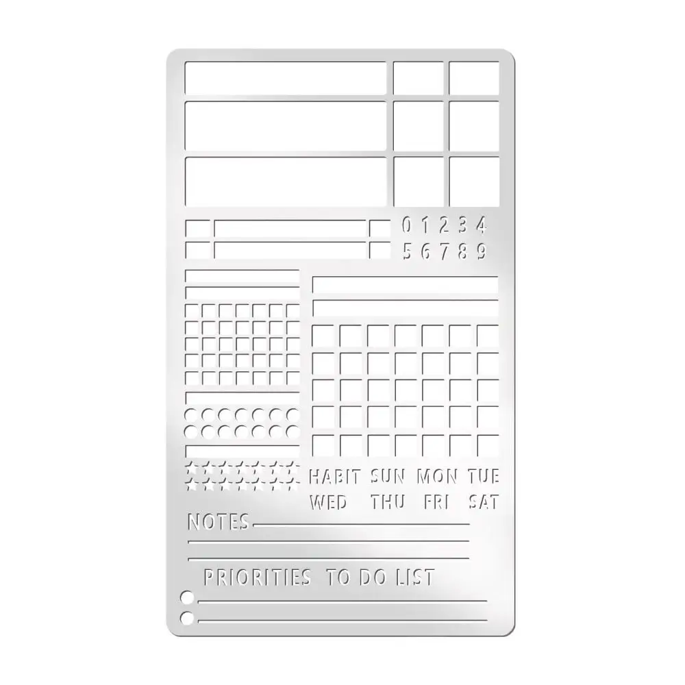 Vintage Stainless Steel Template Ruler Hollow DIY Bookmark Ruler Double-Sided Portable Template Planner Stencil for Scrapbooking