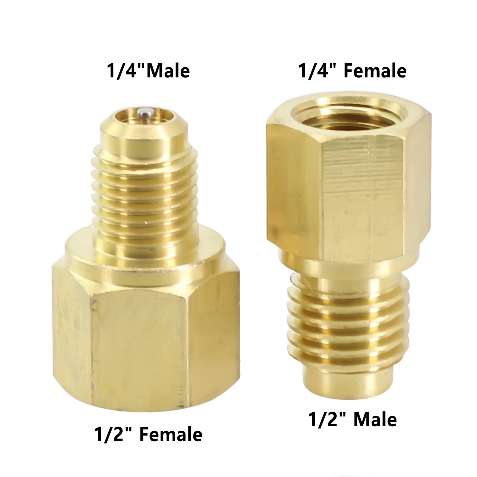 Valve Kits Connectors Adapter Hoses Industrial Leak Proof HVAC Tools Parts 1/2 Acme Male 1/4 Female Flare Brass