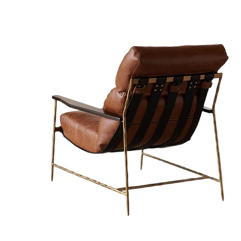 

Medieval style forged old pure copper metal retro armchair