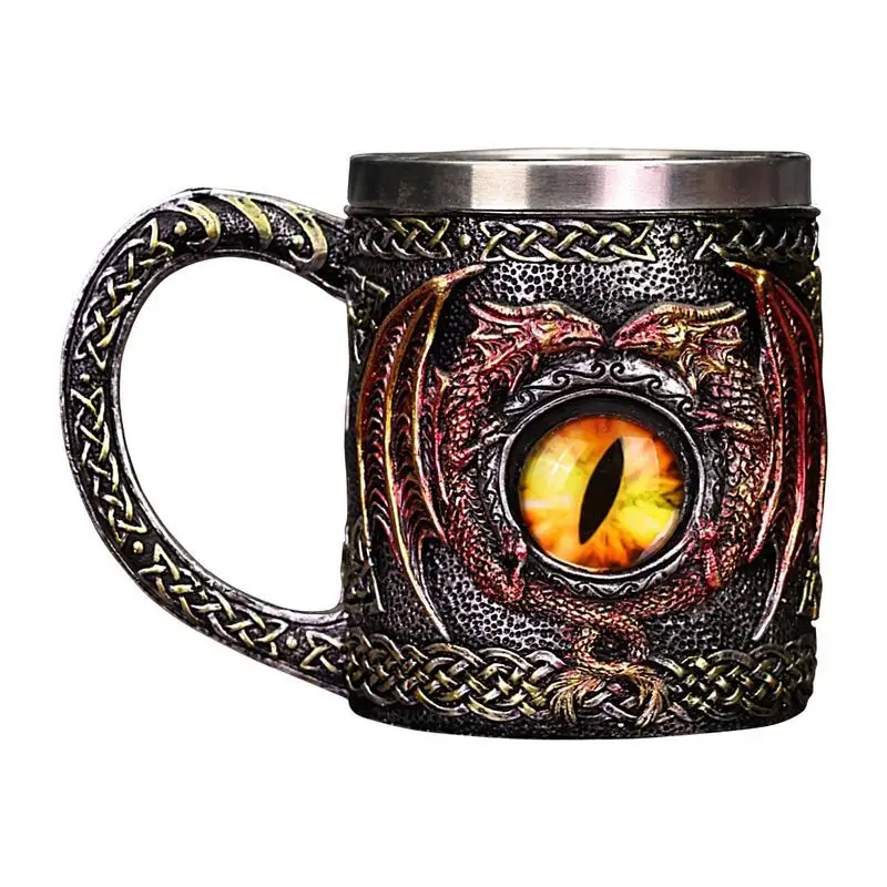 

Танкард Dragon Eye из нержавеющей стали 304, внутренний средневековый кроссмеч, рыцарь, пиво, чай, кофе, кружка Stein, подарок на Хэллоуин