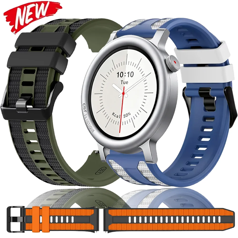 22mm Two-color Silicone Strap For OPPO Watch X3-X2-S/Oneplus Watch Lite-4-3 Sport Official Bracelet For CMF Watch 3 Pro 2 1 Band